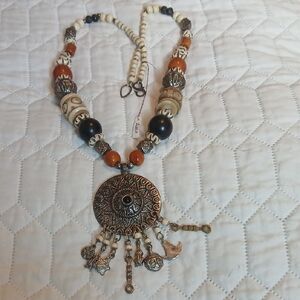 Gold and Black Mandala Pendant Necklace